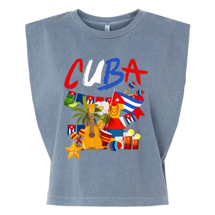 Cuban Flag Outfit Ideas Hispanic Cuba Flag Garment-Dyed Women's Muscle Tee