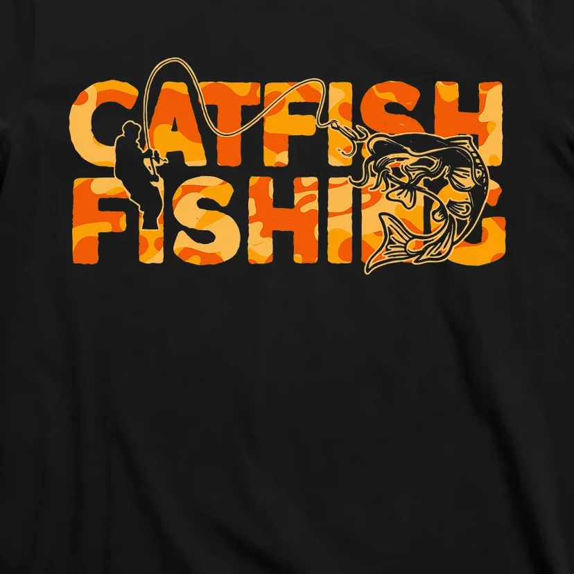 Catfish Fisherman Orange Camouflage Catfish Fishing T-Shirt