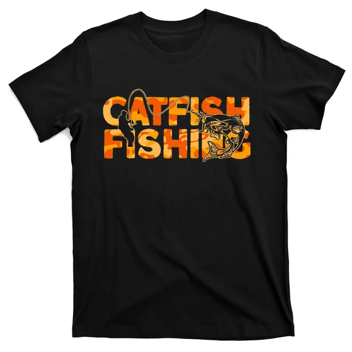 Catfish Fisherman Orange Camouflage Catfish Fishing T-Shirt