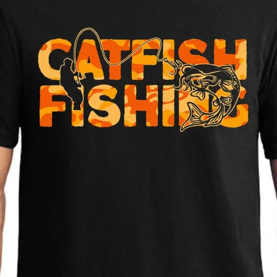 Catfish Fisherman Orange Camouflage Catfish Fishing Pajama Set