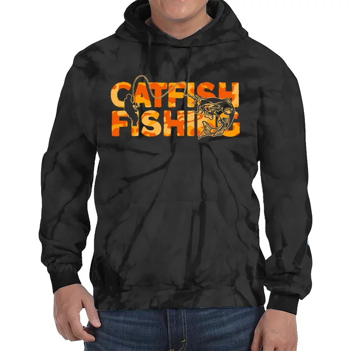 Catfish Fisherman Orange Camouflage Catfish Fishing Tie Dye Hoodie