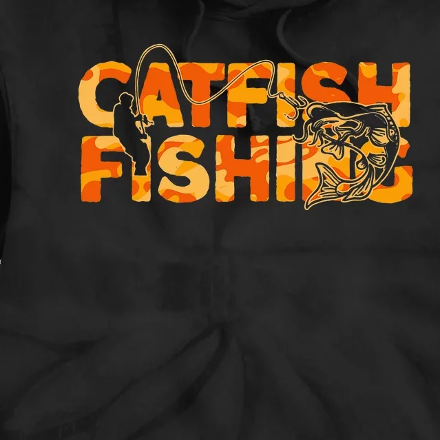 Catfish Fisherman Orange Camouflage Catfish Fishing Tie Dye Hoodie