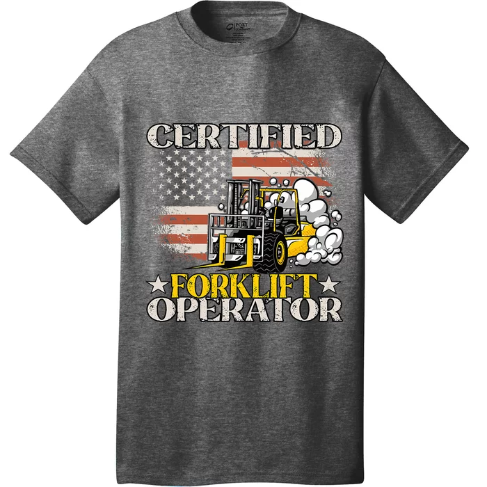 Certified Forklift Operator Forklift Driver US Flag T-Shirt