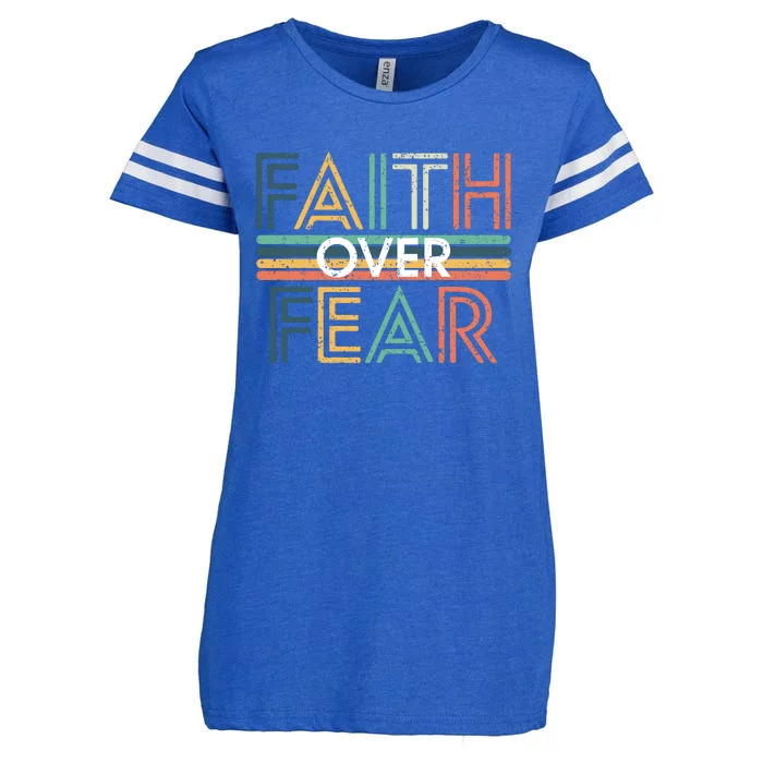 Christian Faith Over Fear Motivational Enza Ladies Jersey Football T-Shirt