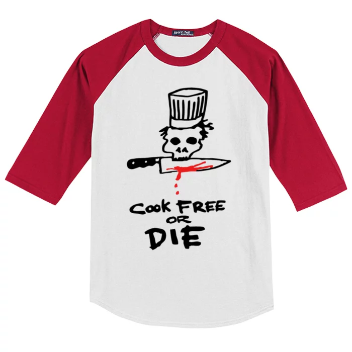 Cook Free Or Die Chef Gift Kids Colorblock Raglan Jersey