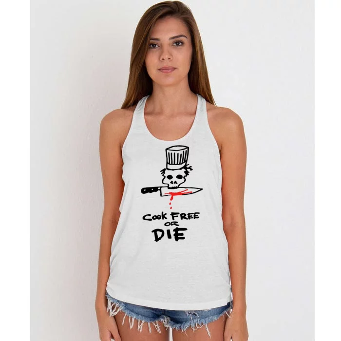 Cook Free Or Die Chef Gift Women's Knotted Racerback Tank