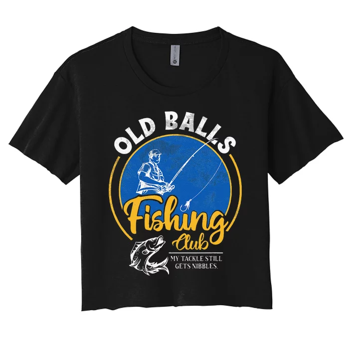 Cute Funny Old Man Fishing Birthday For Over The Hill Fisherman Women's Crop Top Tee