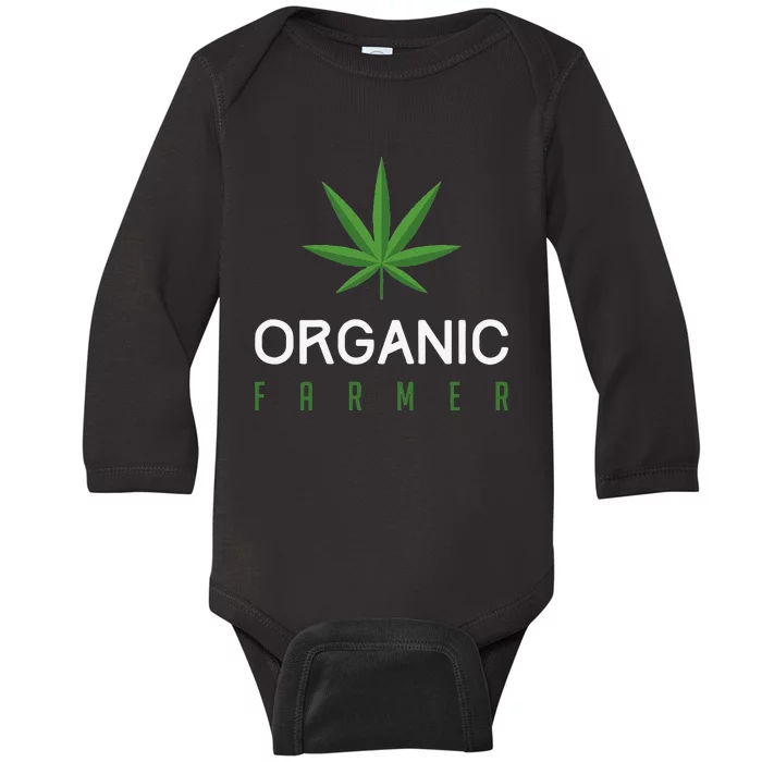 Cannabis Funny Organic Farmer Weed THC 420 Marijuana Baby Long Sleeve Bodysuit