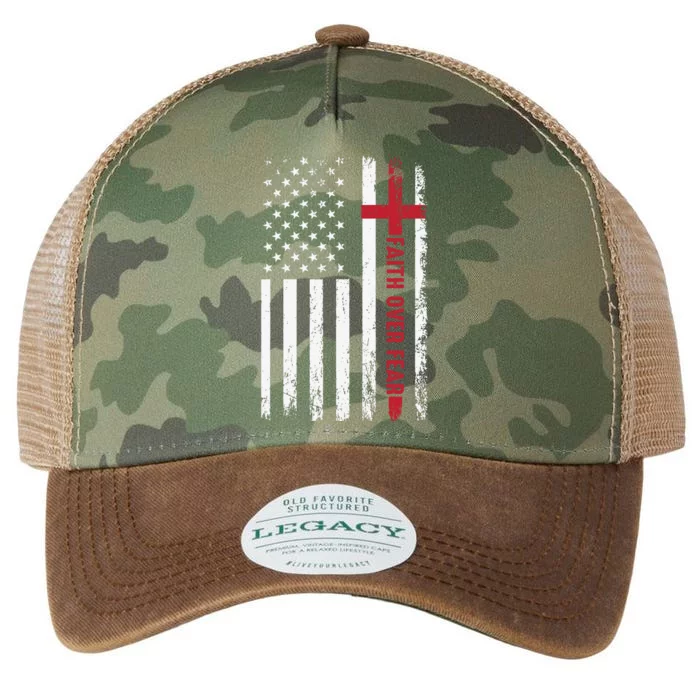 Cool Faith Over Fear USA Flag Legacy Tie Dye Trucker Hat