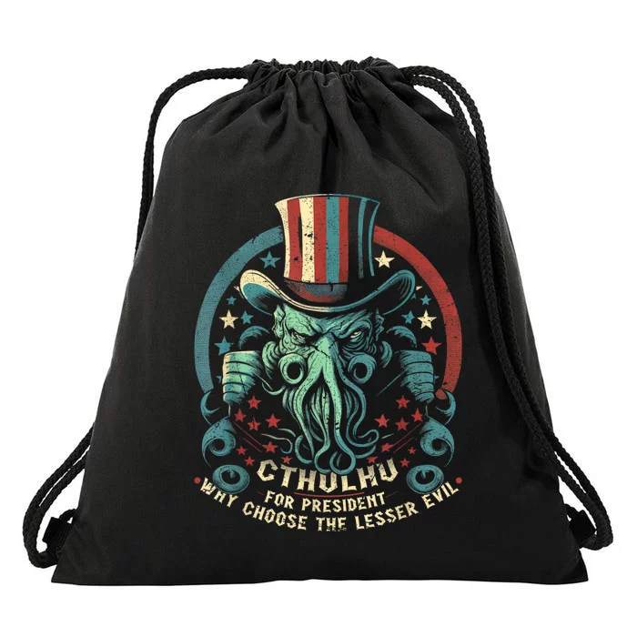 Cthulhu For President Election 2024 Cosmic Horror Cthulhu Drawstring Bag