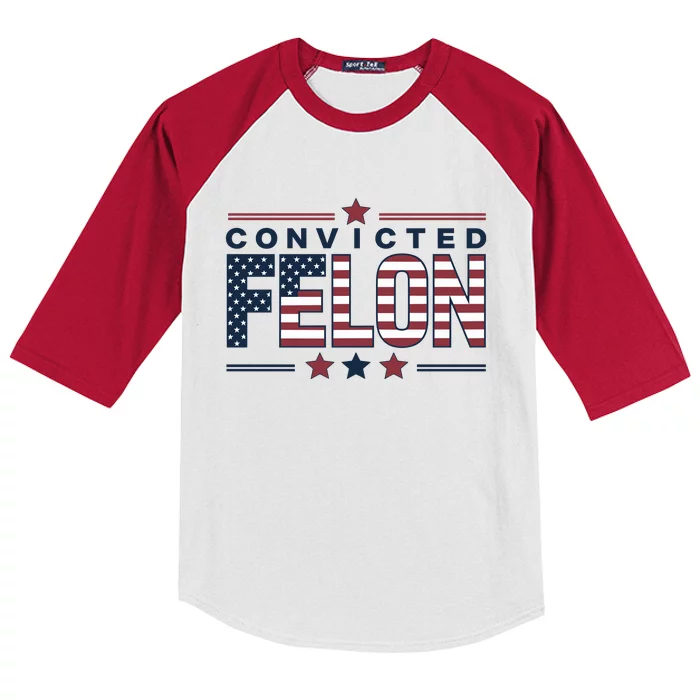 Convicted Felon Patriotic Graphic Kids Colorblock Raglan Jersey