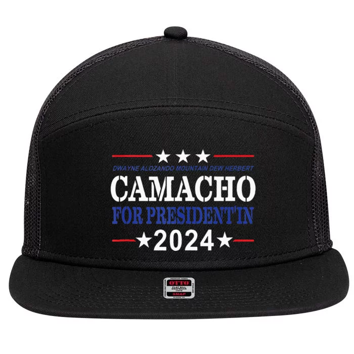 CAMACHO FOR PRESIDENTIN 2024 Presidential Election Humor 7 Panel Mesh Trucker Snapback Hat