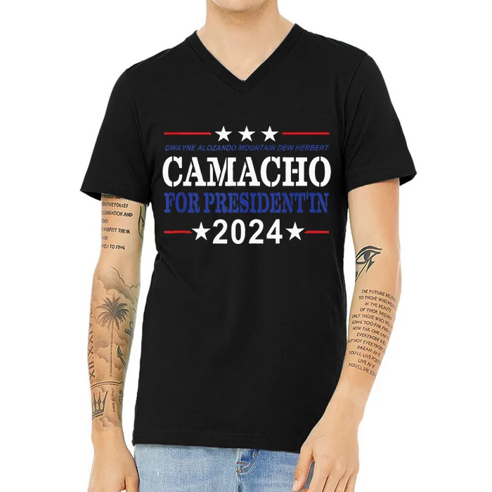 CAMACHO FOR PRESIDENTIN 2024 Presidential Election Humor V-Neck T-Shirt