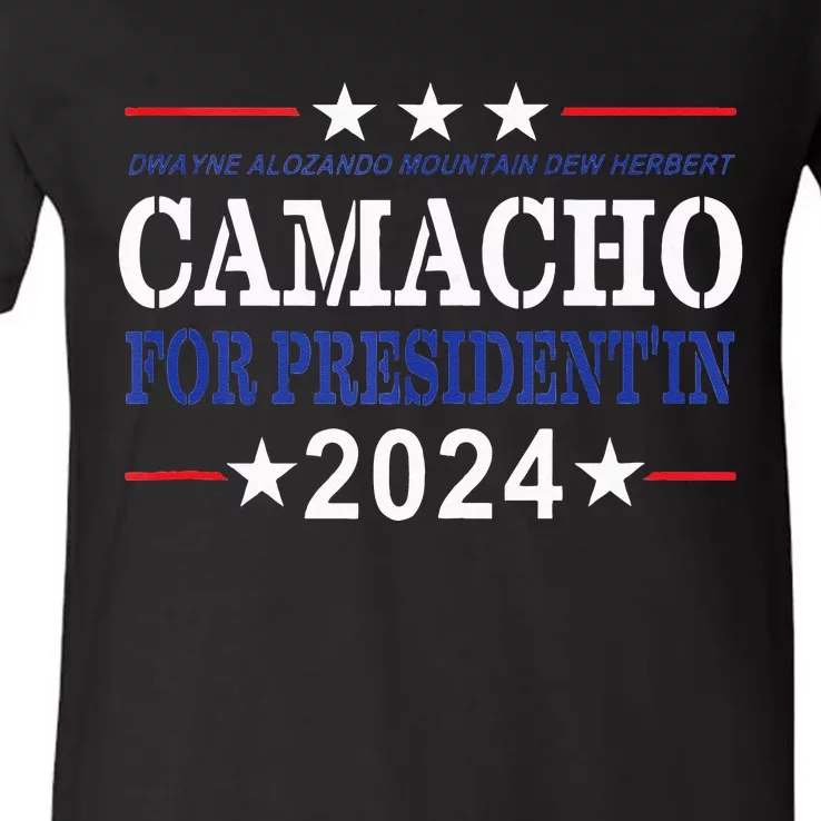 CAMACHO FOR PRESIDENTIN 2024 Presidential Election Humor V-Neck T-Shirt