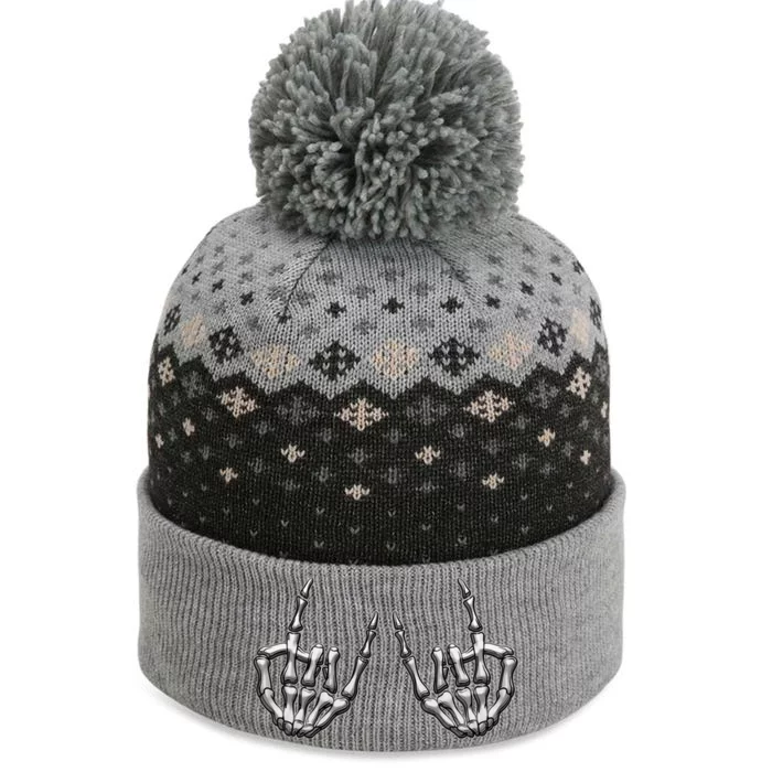 Cool Funny Punk Rock On Skeleton Hands The Baniff Cuffed Pom Beanie