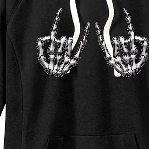 Cool Funny Punk Rock On Skeleton Hands Women's Fleece Hoodie