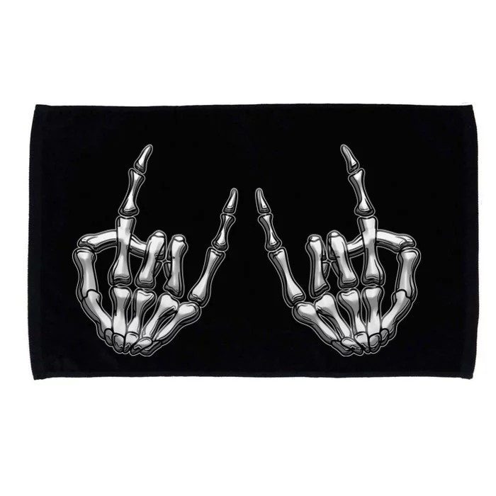 Cool Funny Punk Rock On Skeleton Hands Microfiber Hand Towel