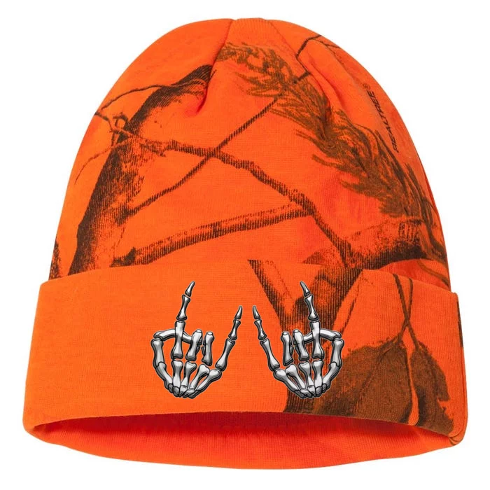 Cool Funny Punk Rock On Skeleton Hands Kati - 12in Camo Beanie