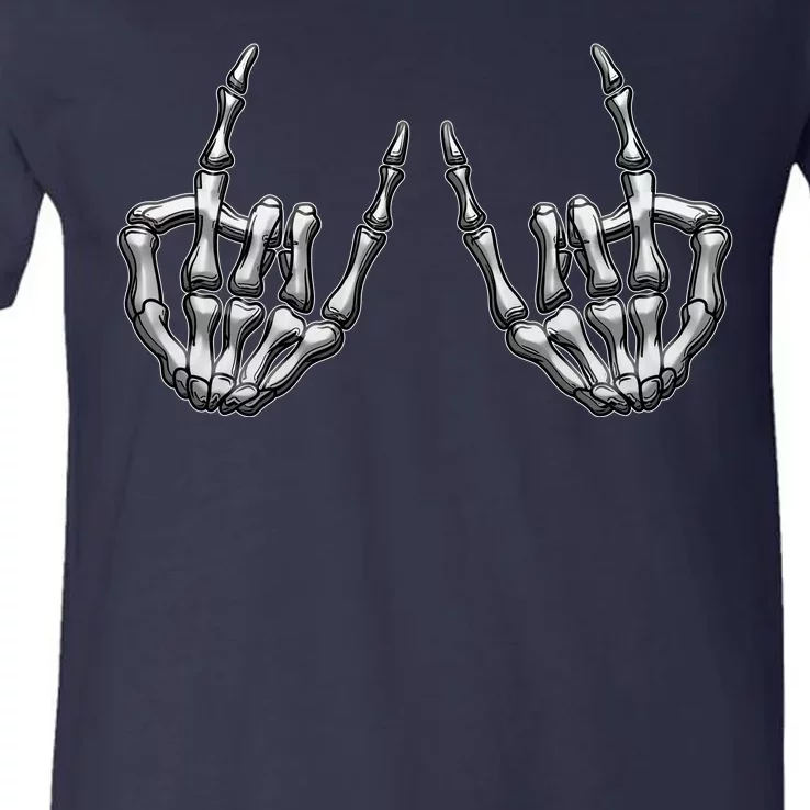 Cool Funny Punk Rock On Skeleton Hands V-Neck T-Shirt