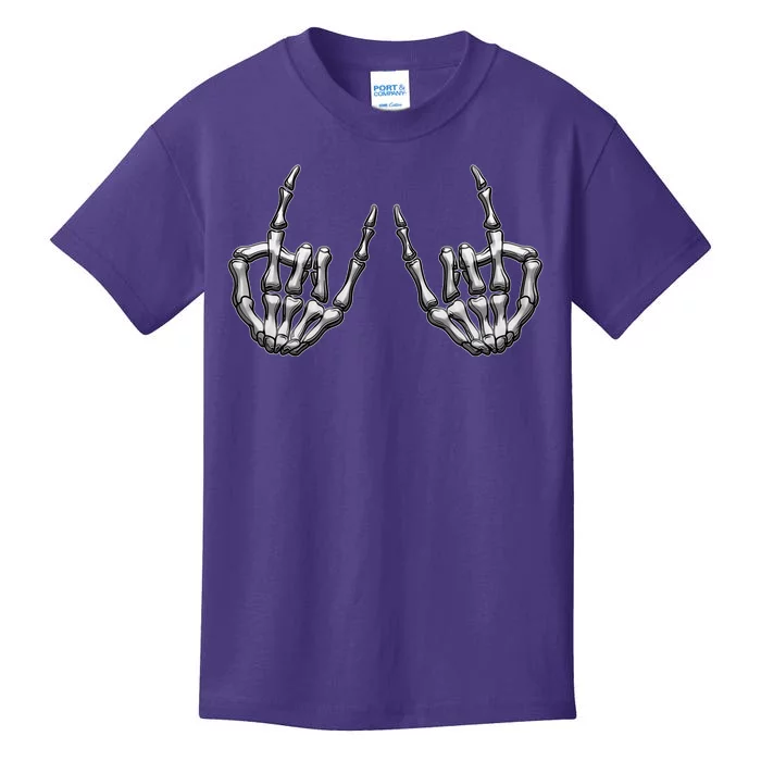 Cool Funny Punk Rock On Skeleton Hands Kids T-Shirt