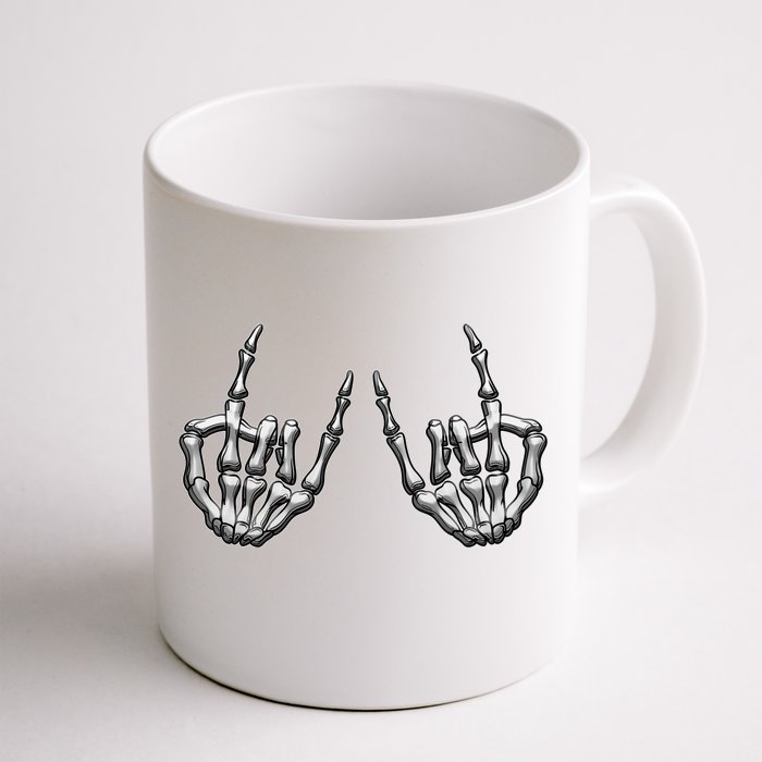 Cool Funny Punk Rock On Skeleton Hands Front & Back Coffee Mug