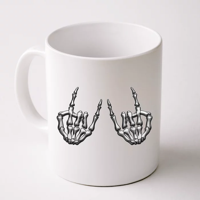 Cool Funny Punk Rock On Skeleton Hands Front & Back Coffee Mug