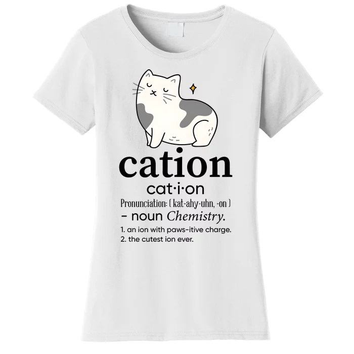 Cation Funny Pronoun Chemistry Cat Lover Pet Lover Women's T-Shirt