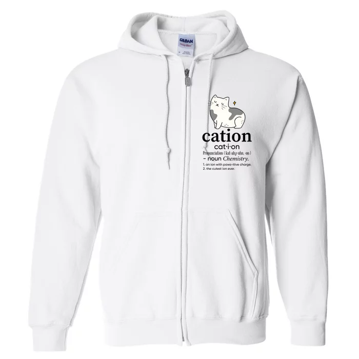 Cation Funny Pronoun Chemistry Cat Lover Pet Lover Full Zip Hoodie