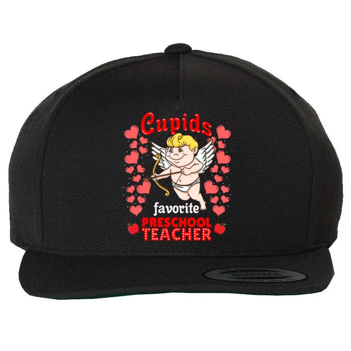 Cupids Favorite Preschool Teacher Valentines Day Gift Wool Snapback Cap