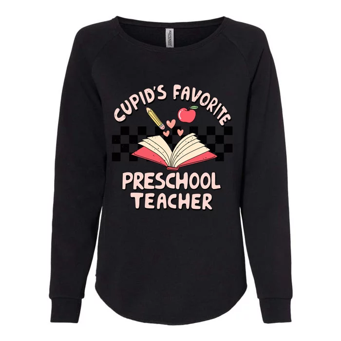 Cupid's Favorite Preschool Teacher Valentines Day Groovy Gift Womens California Wash Sweatshirt