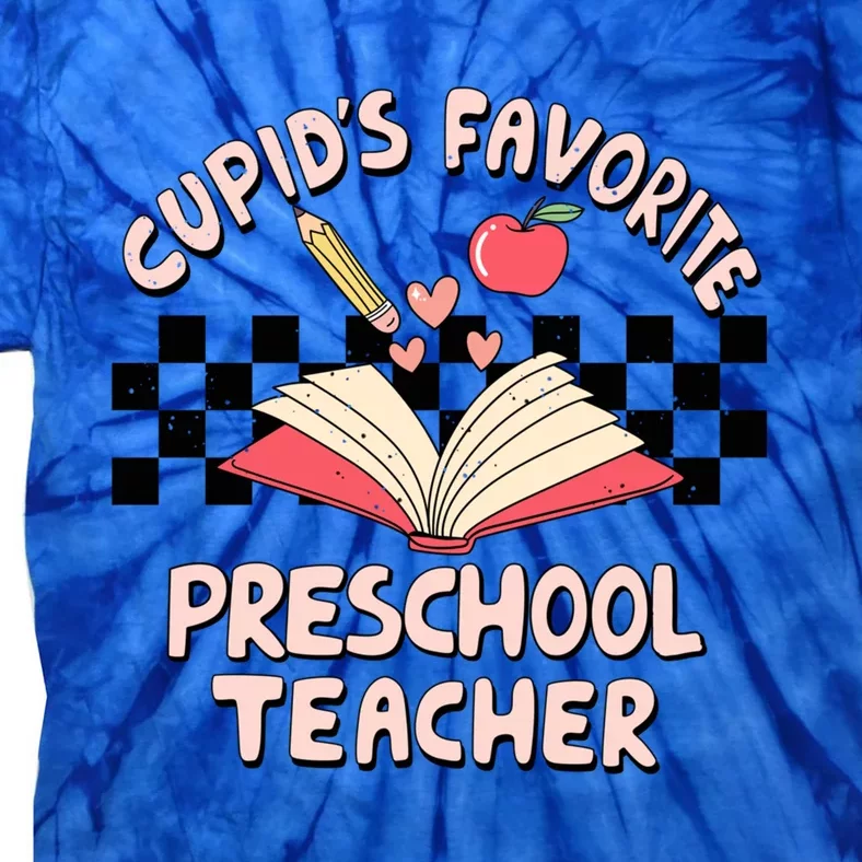 Cupid's Favorite Preschool Teacher Valentines Day Groovy Gift Tie-Dye T-Shirt