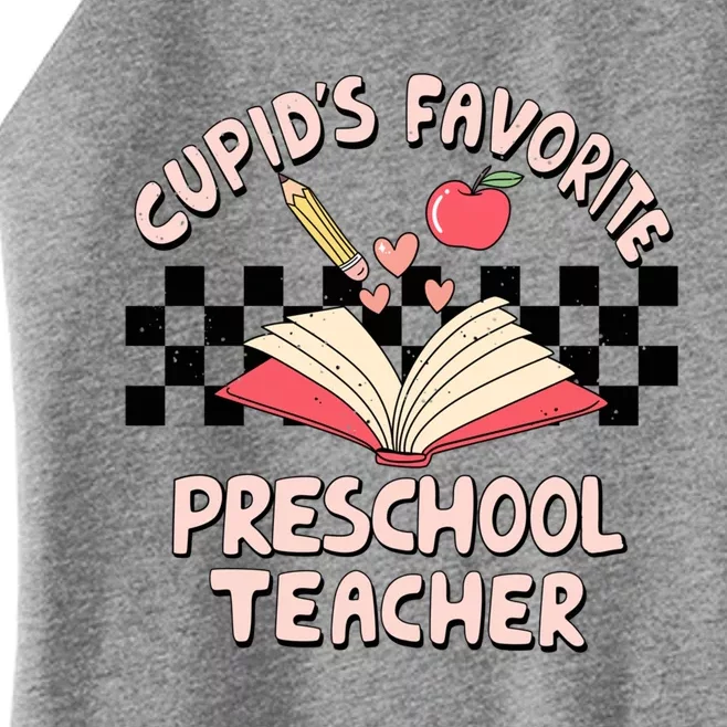 Cupid's Favorite Preschool Teacher Valentines Day Groovy Gift Women’s Perfect Tri Rocker Tank