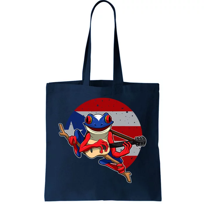 Coqui Frog Playing Guitar Puerto Rico Animal Tote Bag