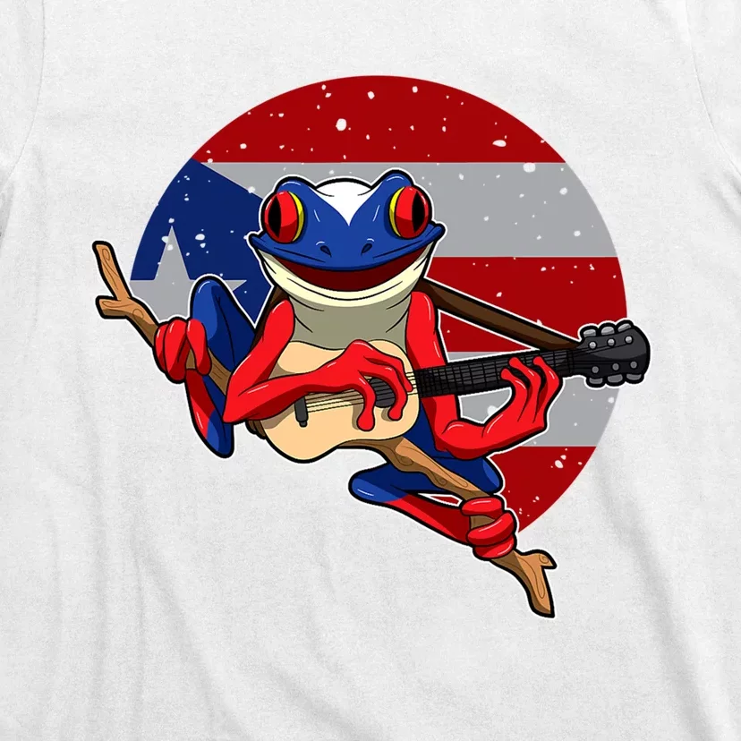 Coqui Frog Playing Guitar Puerto Rico Animal T-Shirt