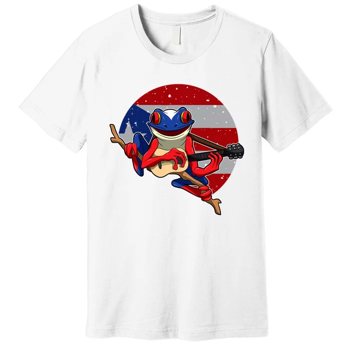 Coqui Frog Playing Guitar Puerto Rico Animal Premium T-Shirt