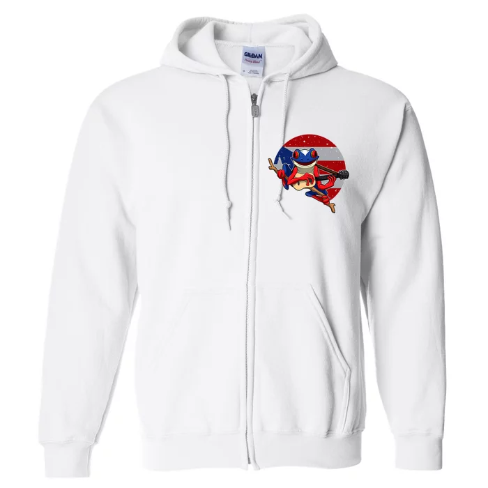 Coqui Frog Playing Guitar Puerto Rico Animal Full Zip Hoodie