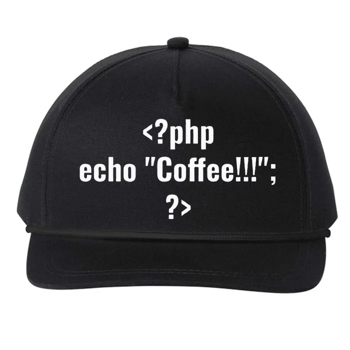 Coding For Php Echo Coffee Coder At Work Snapback Five-Panel Rope Hat