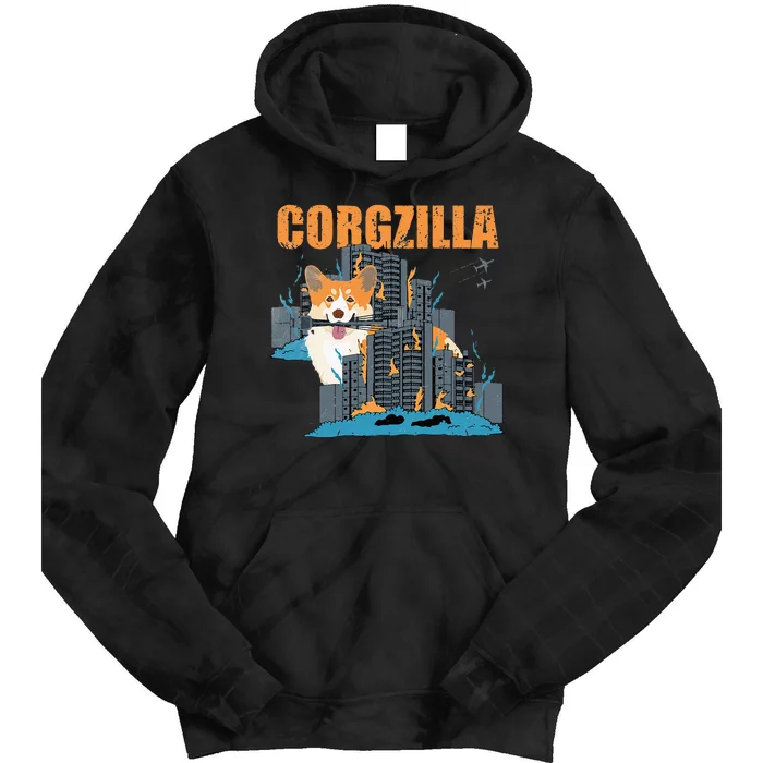 Corgzilla Funny Pembroke Welsh Corgi Pet Dog Lover Tie Dye Hoodie