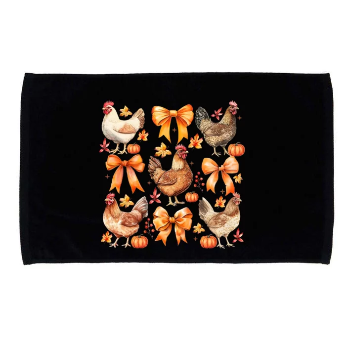 Chicken Fall Pumpkin Coquette Bow Microfiber Hand Towel