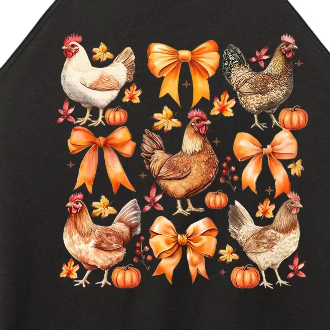 Chicken Fall Pumpkin Coquette Bow Women’s Perfect Tri Rocker Tank