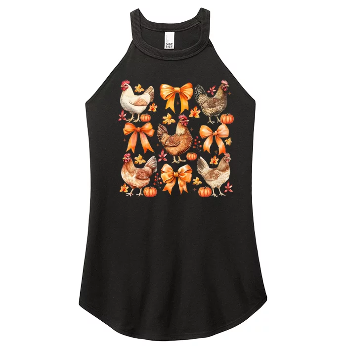 Chicken Fall Pumpkin Coquette Bow Women’s Perfect Tri Rocker Tank