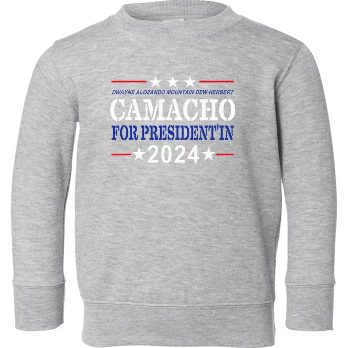 Camacho For PresidentIn 2024 Presidential Election Humor Toddler Sweatshirt