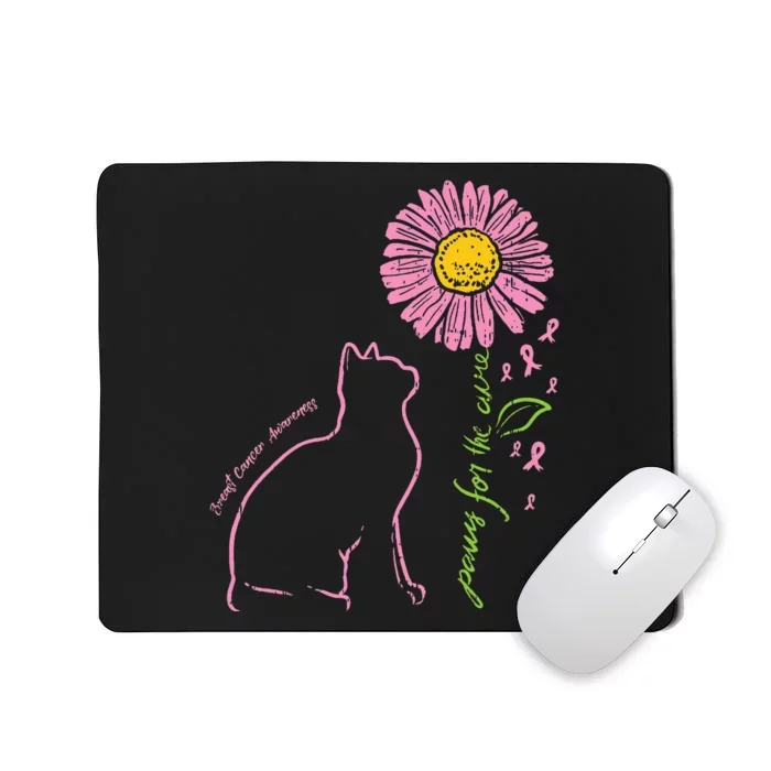 Cat Flower Paw For Cure Breast Cancer Awareness Support Gift Mousepad