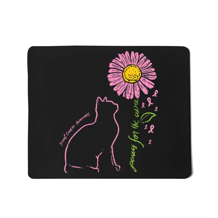 Cat Flower Paw For Cure Breast Cancer Awareness Support Gift Mousepad