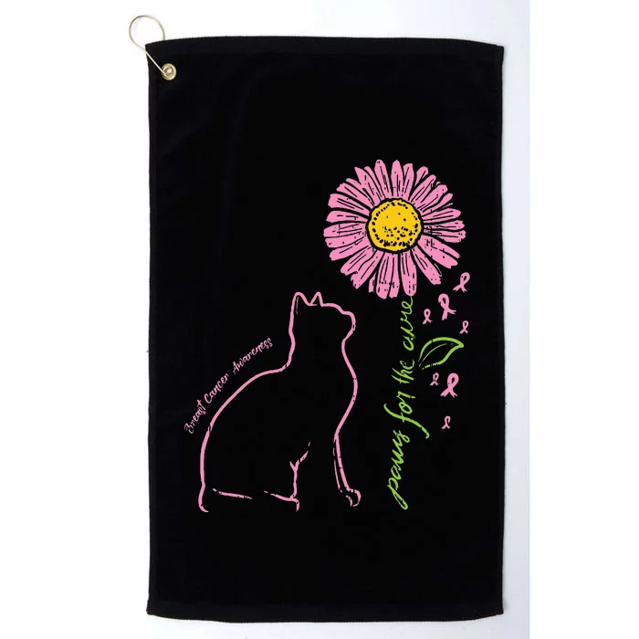 Cat Flower Paw For Cure Breast Cancer Awareness Support Gift Platinum Collection Golf Towel