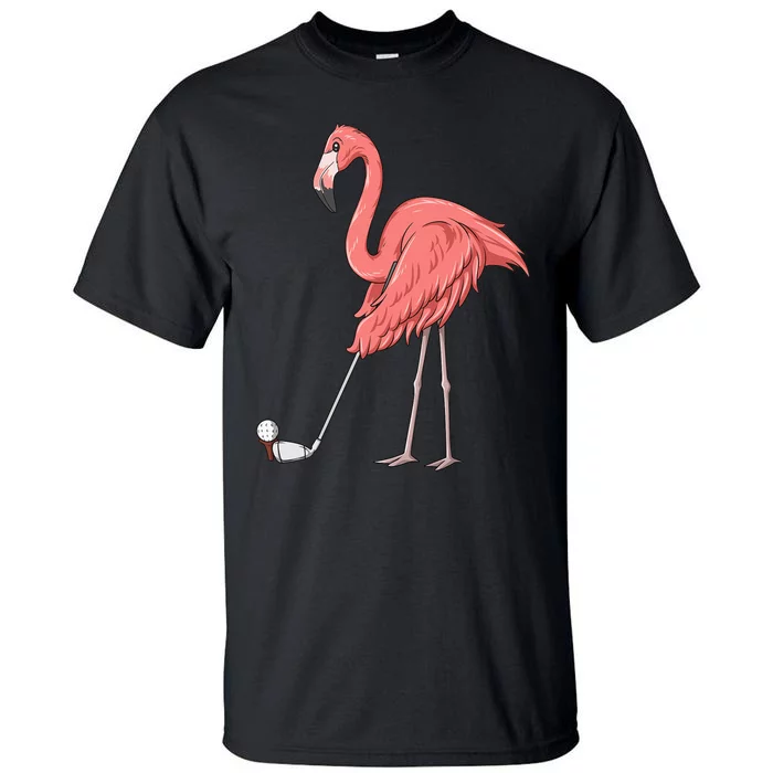 Cute Flamingo Playing Golf Golfer Sport Humor Golfing Tall T-Shirt