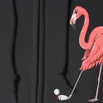 Cute Flamingo Playing Golf Golfer Sport Humor Golfing Full Zip Hoodie