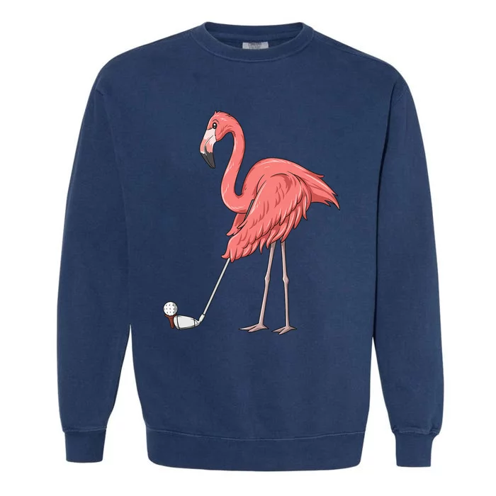 Cute Flamingo Playing Golf Golfer Sport Humor Golfing Garment-Dyed Sweatshirt