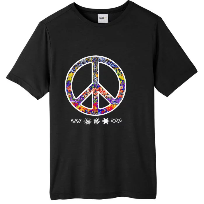 Colorful Floral Peace Sign Nature Symbols Design ChromaSoft Performance T-Shirt