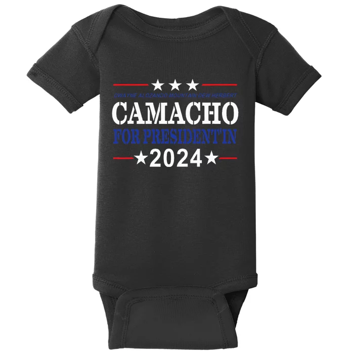 CAMACHO FOR PRESIDENT'IN 2024 Presidential Election Humor Baby Bodysuit